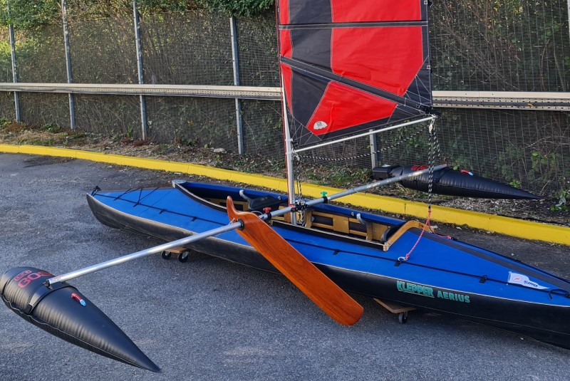 Batwing sail rig with BOSS Outrigger on a Klepper Aerius II